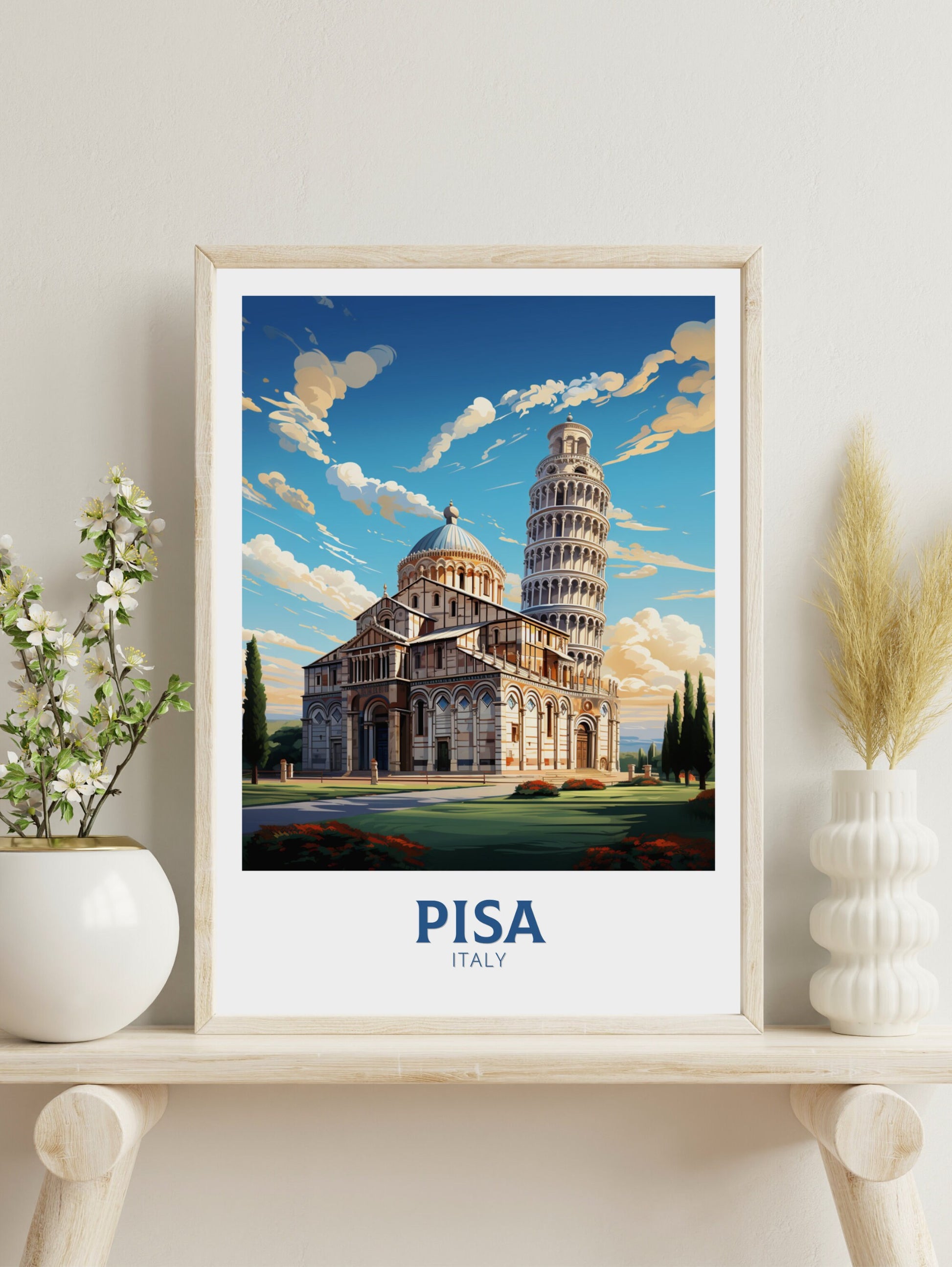 Pisa Print | Pisa Tower Poster | Leaning Tower of Pisa | Pisa Illustration | Pisa Italy | Tower Poster | Pisa Wall Art Poster | ID 512