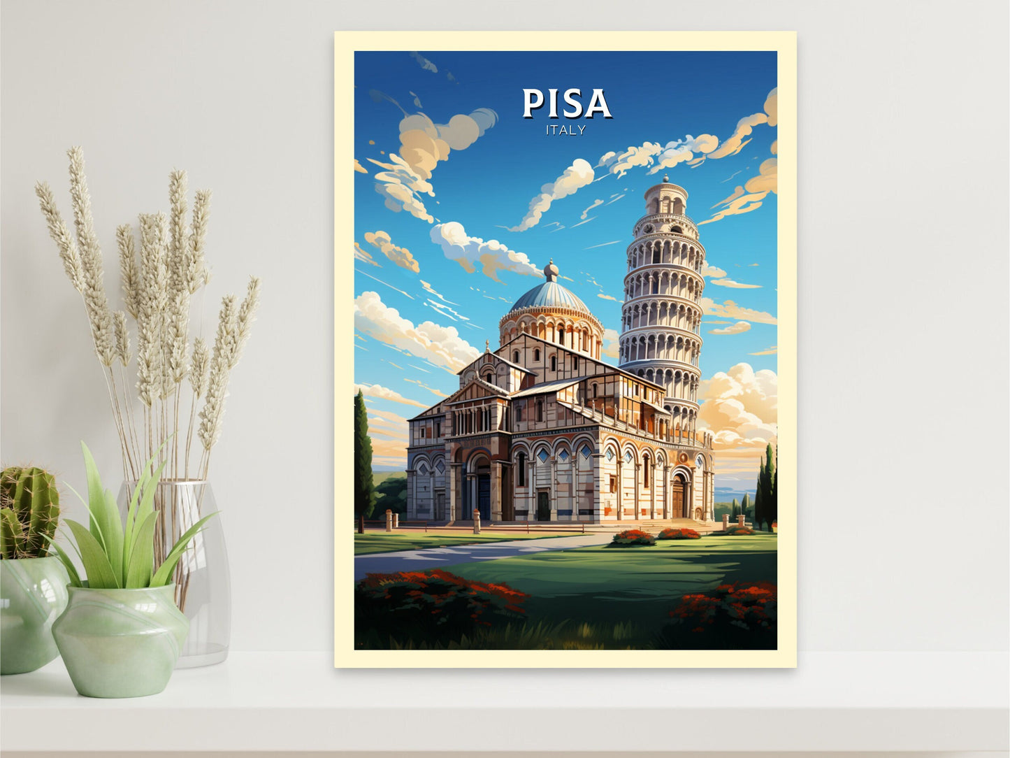 Pisa Poster | Pisa Tower Print | Leaning Tower of Pisa | Pisa Illustration | Pisa Italy | Tower Poster | Pisa Wall Art | Home Décor | ID 511