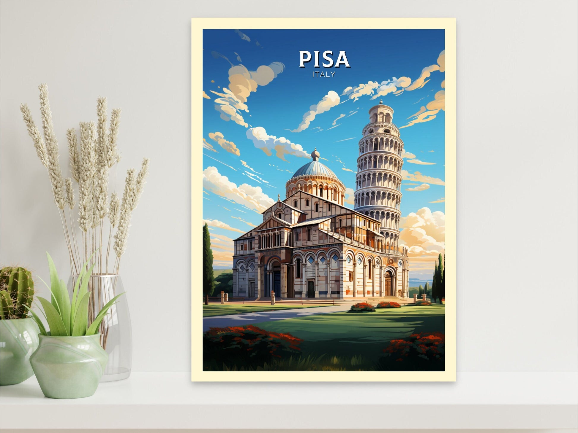 Pisa Poster | Pisa Tower Print | Leaning Tower of Pisa | Pisa Illustration | Pisa Italy | Tower Poster | Pisa Wall Art | Home Décor | ID 511