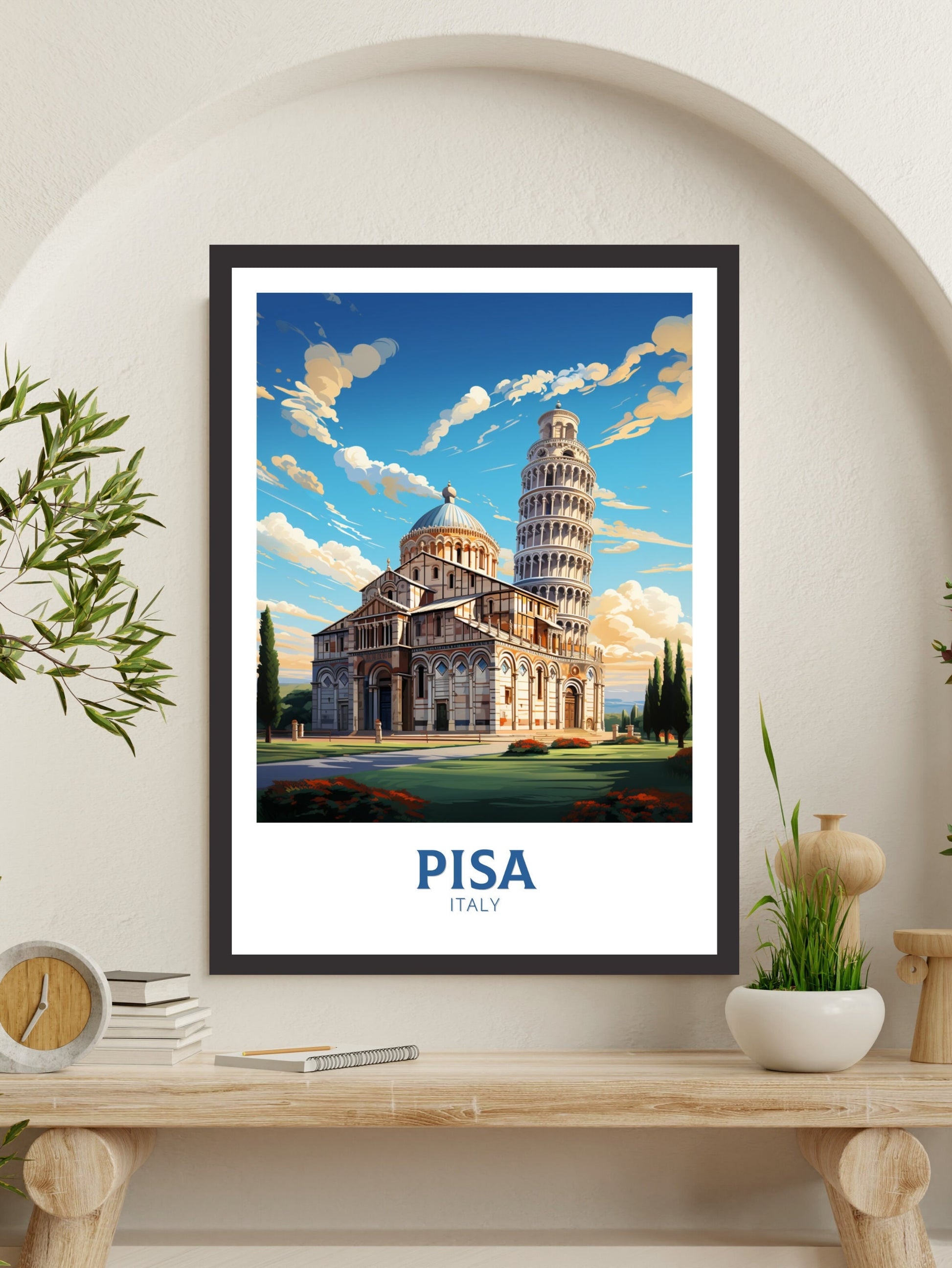 Pisa Print | Pisa Tower Poster | Leaning Tower of Pisa | Pisa Illustration | Pisa Italy | Tower Poster | Pisa Wall Art Poster | ID 512