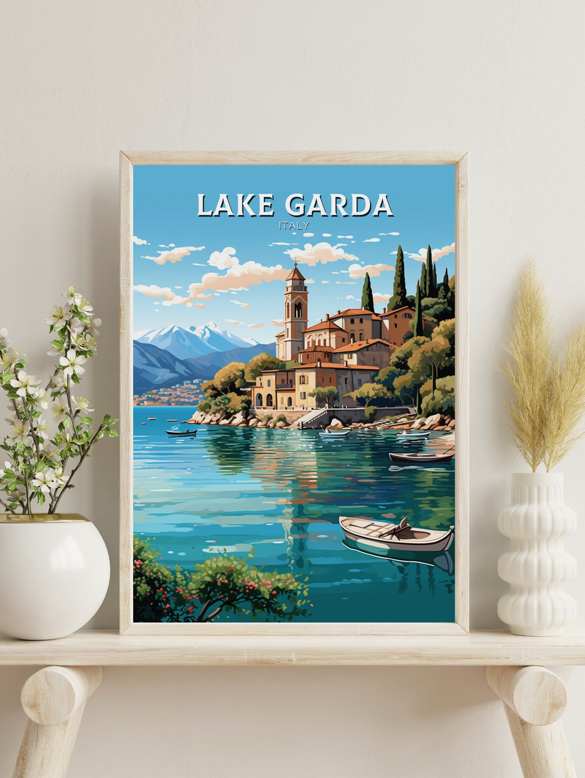 Lake Garda Travel Print | Lake Garda Poster | Lake Garda Art | Italy Print | Lake Garda Print| Lake Garda Painting | Italy Poster | ID 514