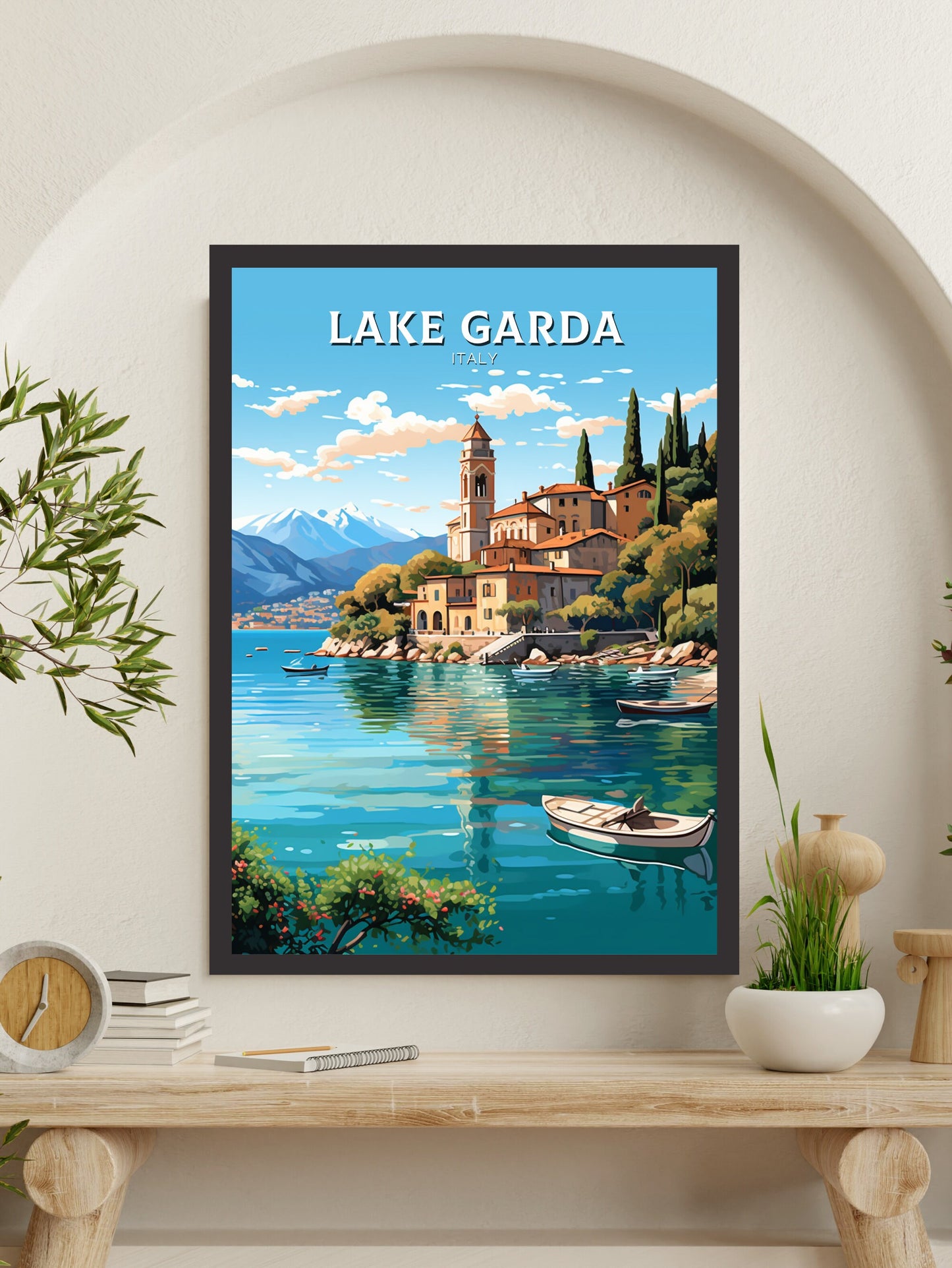 Lake Garda Travel Print | Lake Garda Poster | Lake Garda Art | Italy Print | Lake Garda Print| Lake Garda Painting | Italy Poster | ID 514