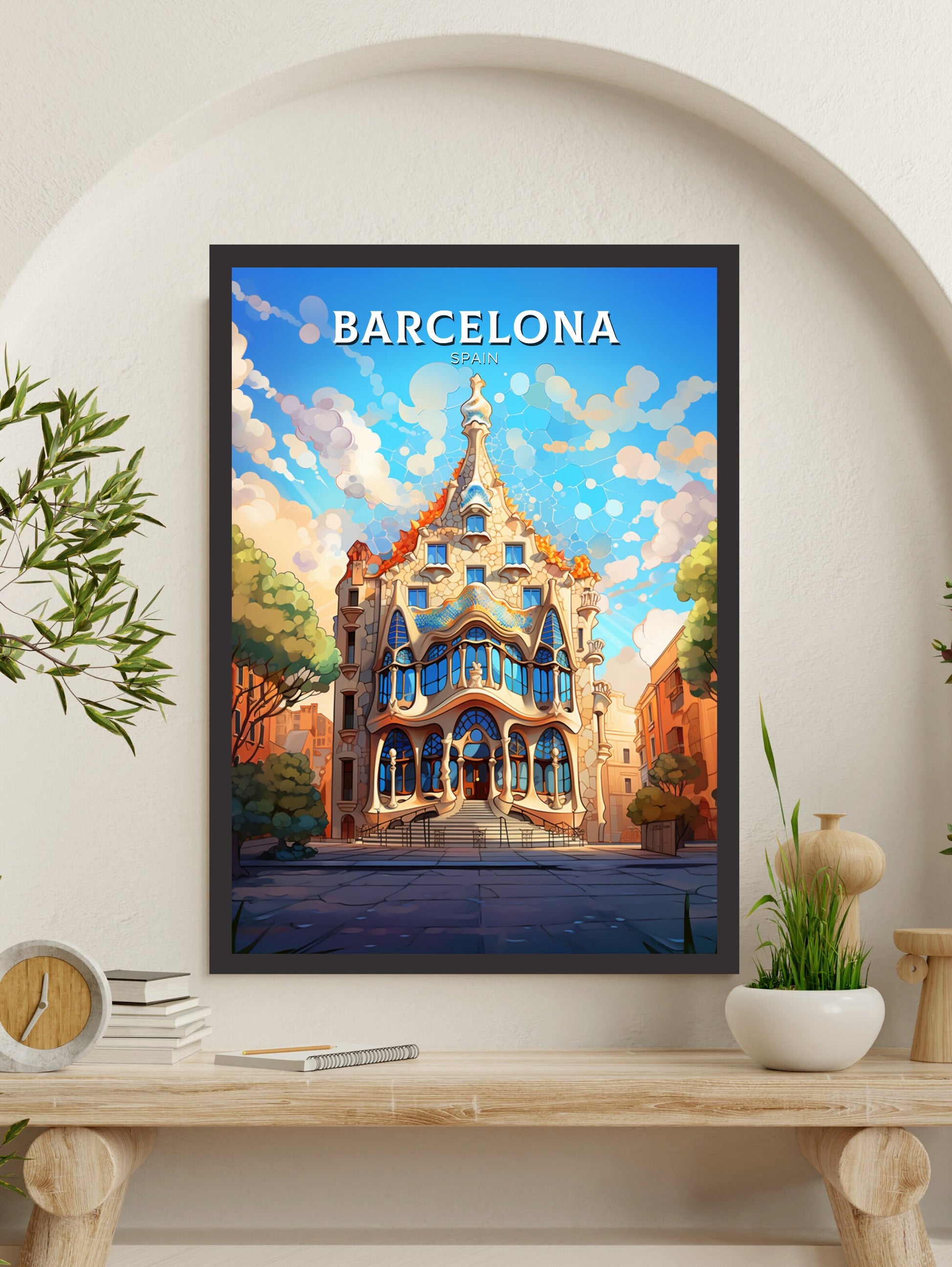 Barcelona Poster Art | Barcelona Illustration | Barcelona Wall Art | Spain Print | Barcelona Print | Casa Batlló Barcelona | ID 515