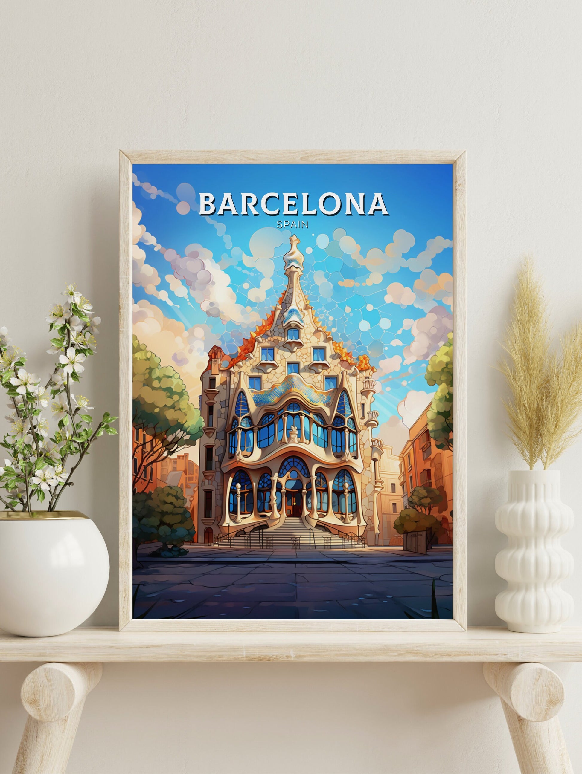 Barcelona Poster Art | Barcelona Illustration | Barcelona Wall Art | Spain Print | Barcelona Print | Casa Batlló Barcelona | ID 515