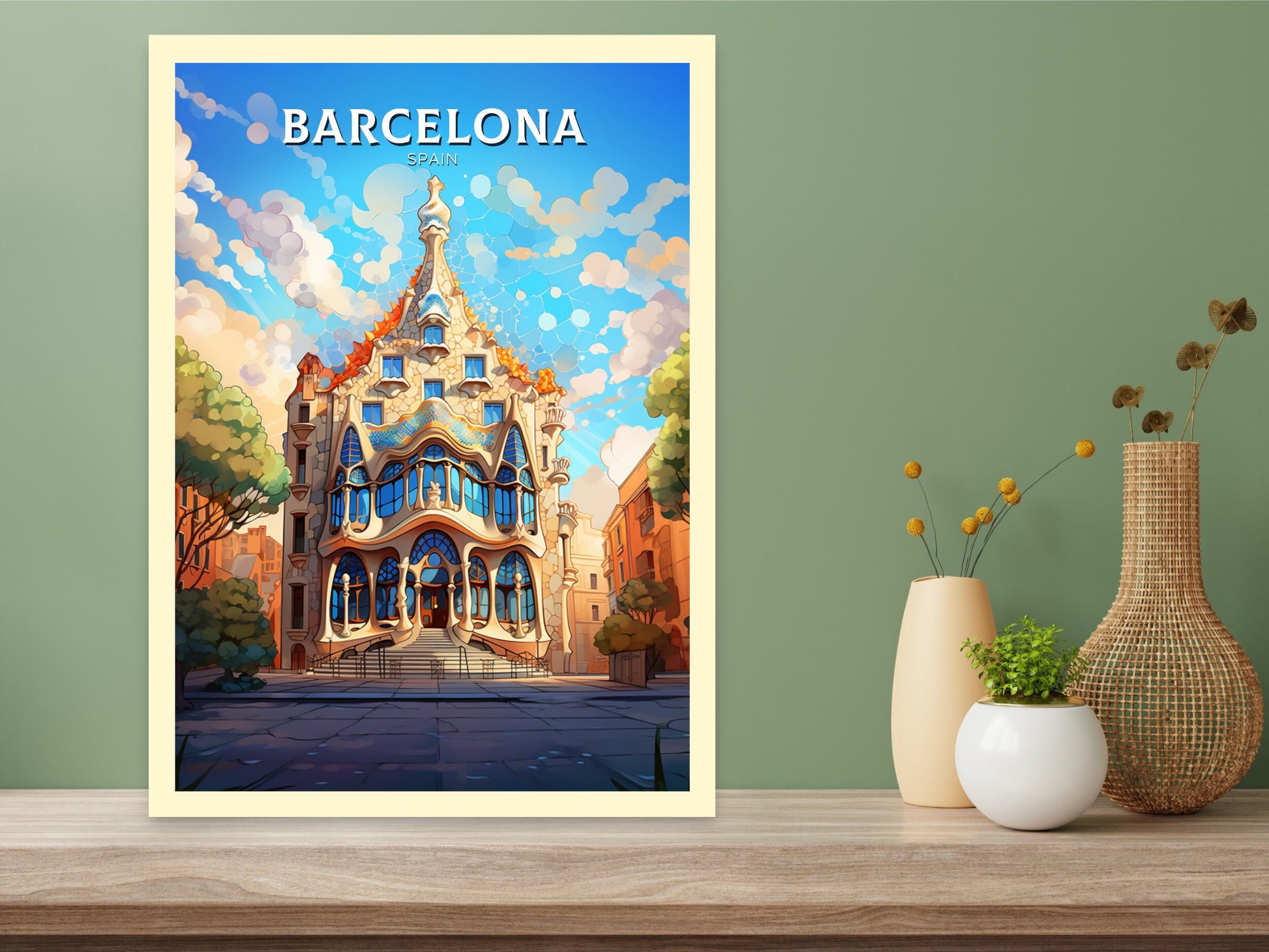 Barcelona Poster Art | Barcelona Illustration | Barcelona Wall Art | Spain Print | Barcelona Print | Casa Batlló Barcelona | ID 515