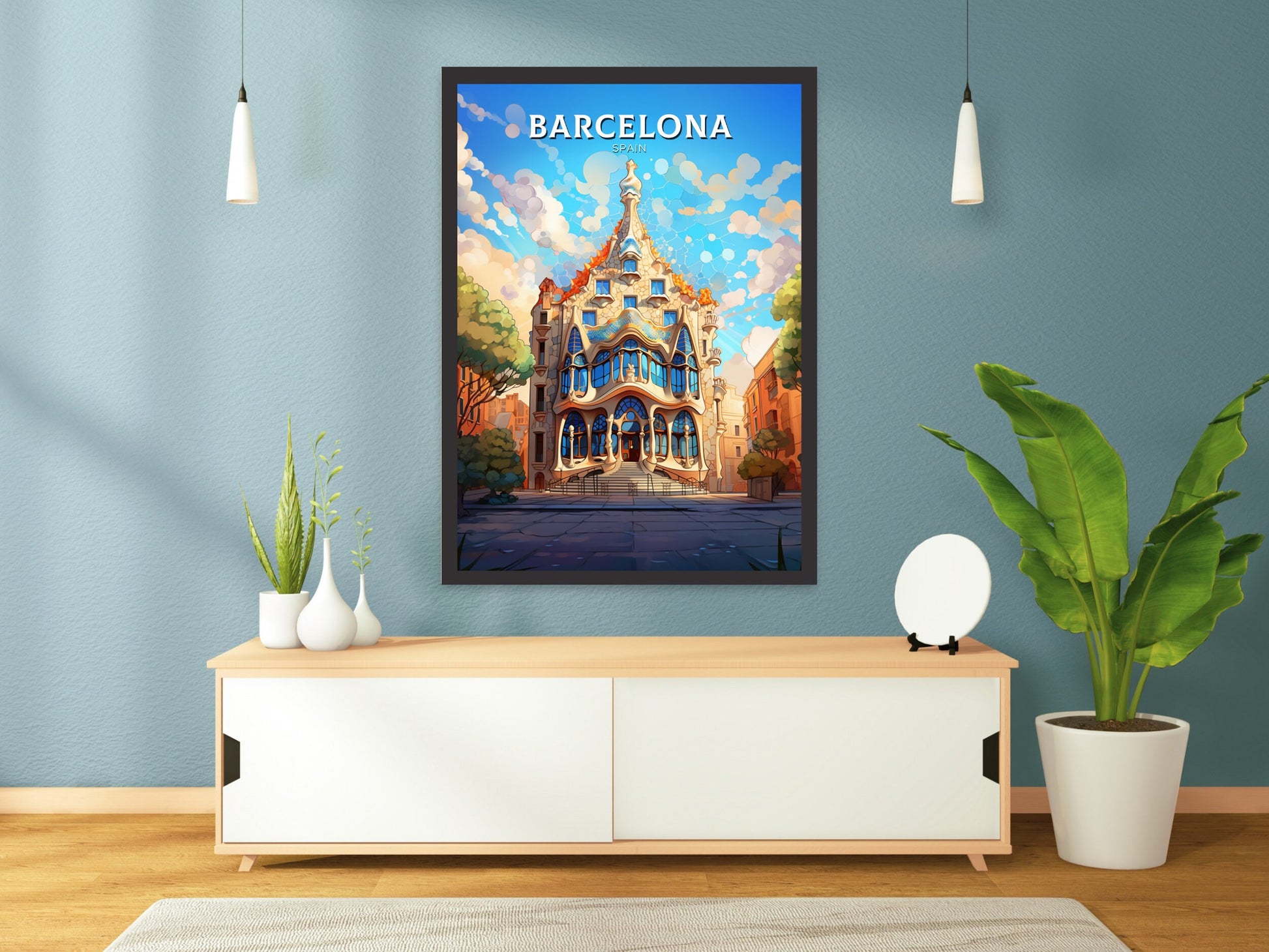 Barcelona Poster Art | Barcelona Illustration | Barcelona Wall Art | Spain Print | Barcelona Print | Casa Batlló Barcelona | ID 515