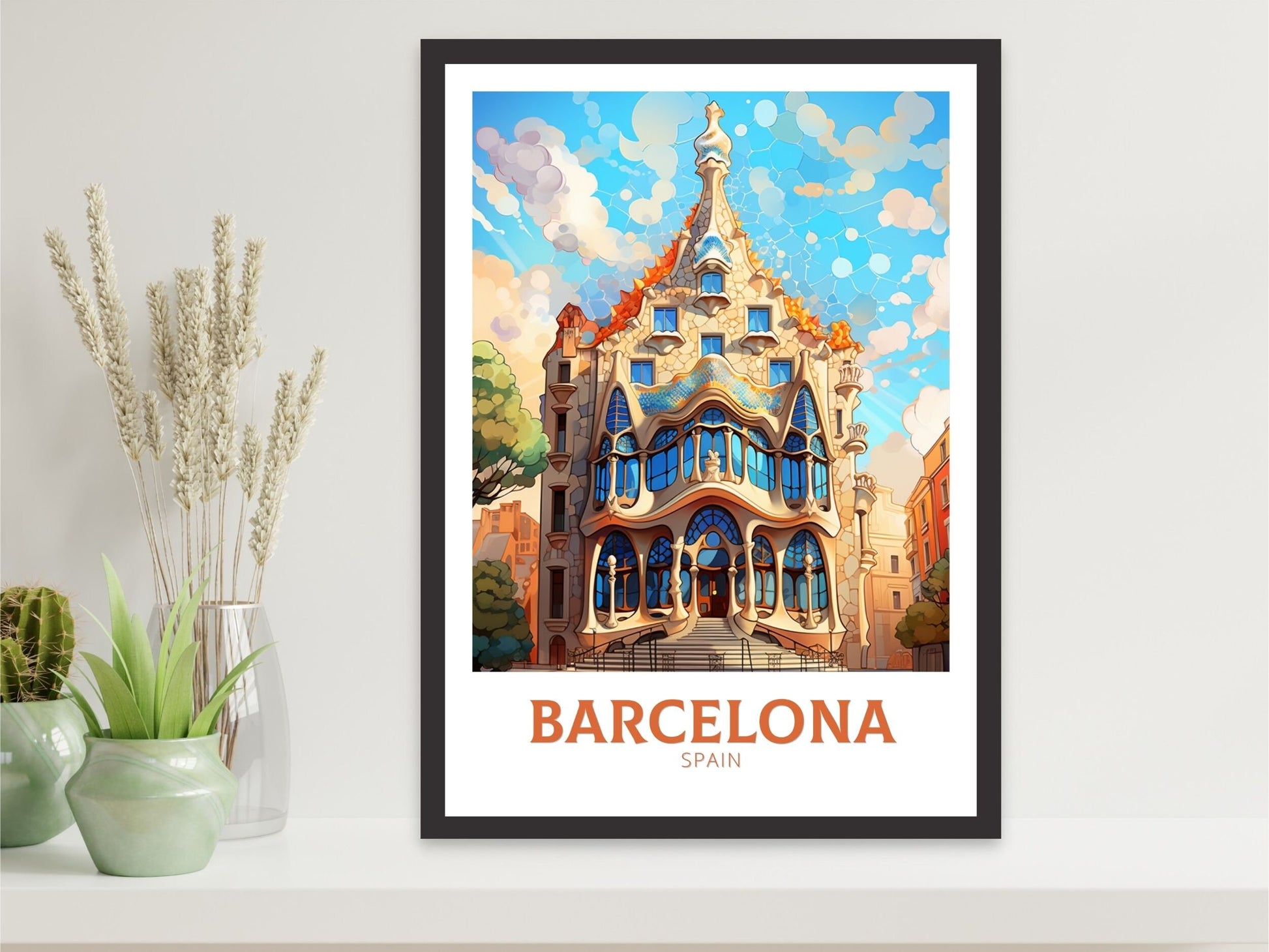 Casa Batlló Barcelona Poster | Barcelona Poster Art | Barcelona Illustration | Barcelona Wall Art | Spain Print | Barcelona Print | ID 516