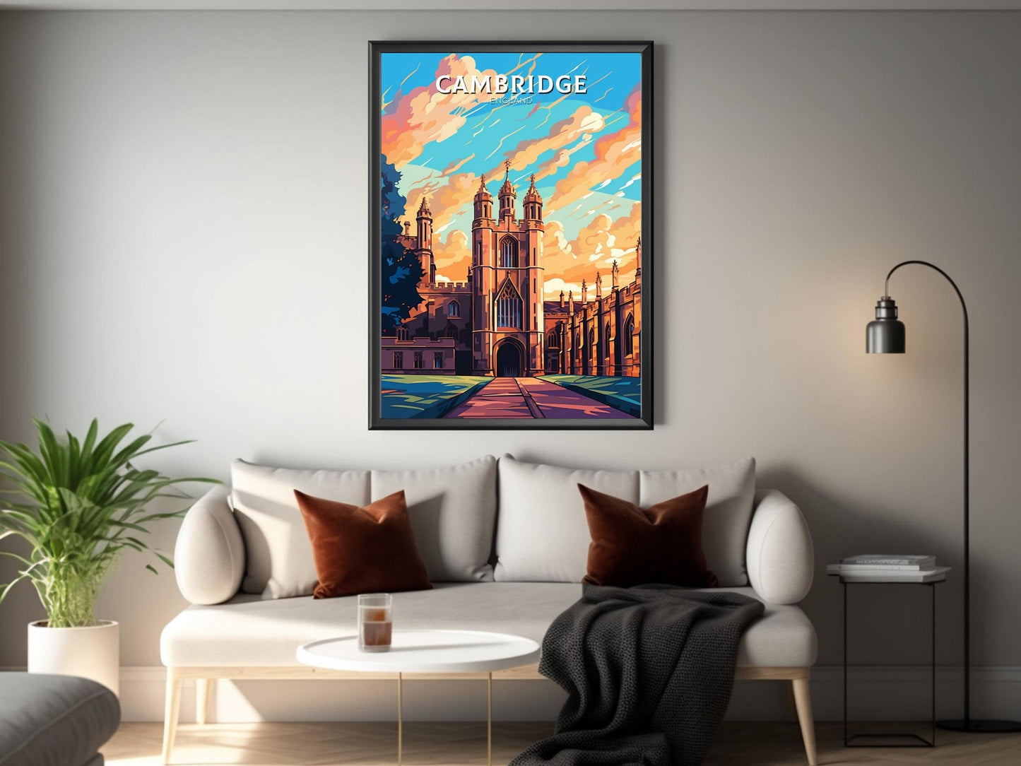 Cambridge Travel Poster | Cambridge Print | England Illustration | Cambridge Wall Art | King's College Print | City Poster | ID 521