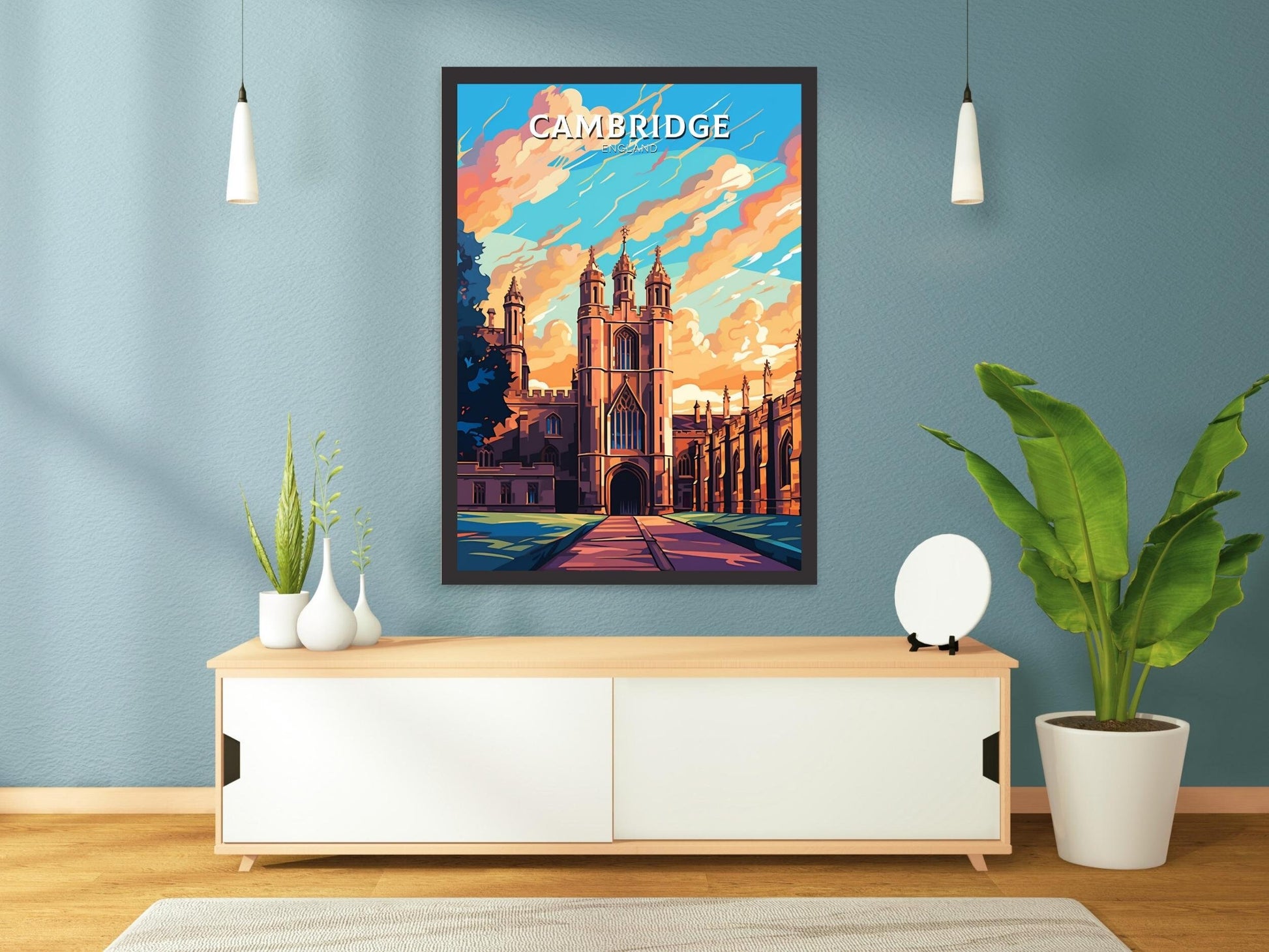 Cambridge Travel Poster | Cambridge Print | England Illustration | Cambridge Wall Art | King's College Print | City Poster | ID 521