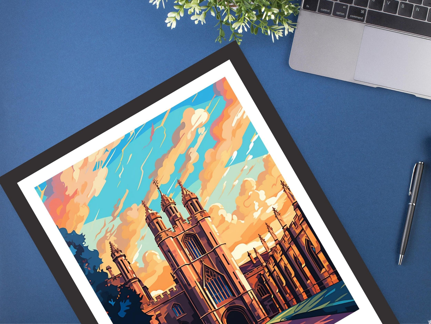 Cambridge Travel Poster | Cambridge Print | England Illustration | Cambridge Wall Art | King's College Print | City Poster | ID 522