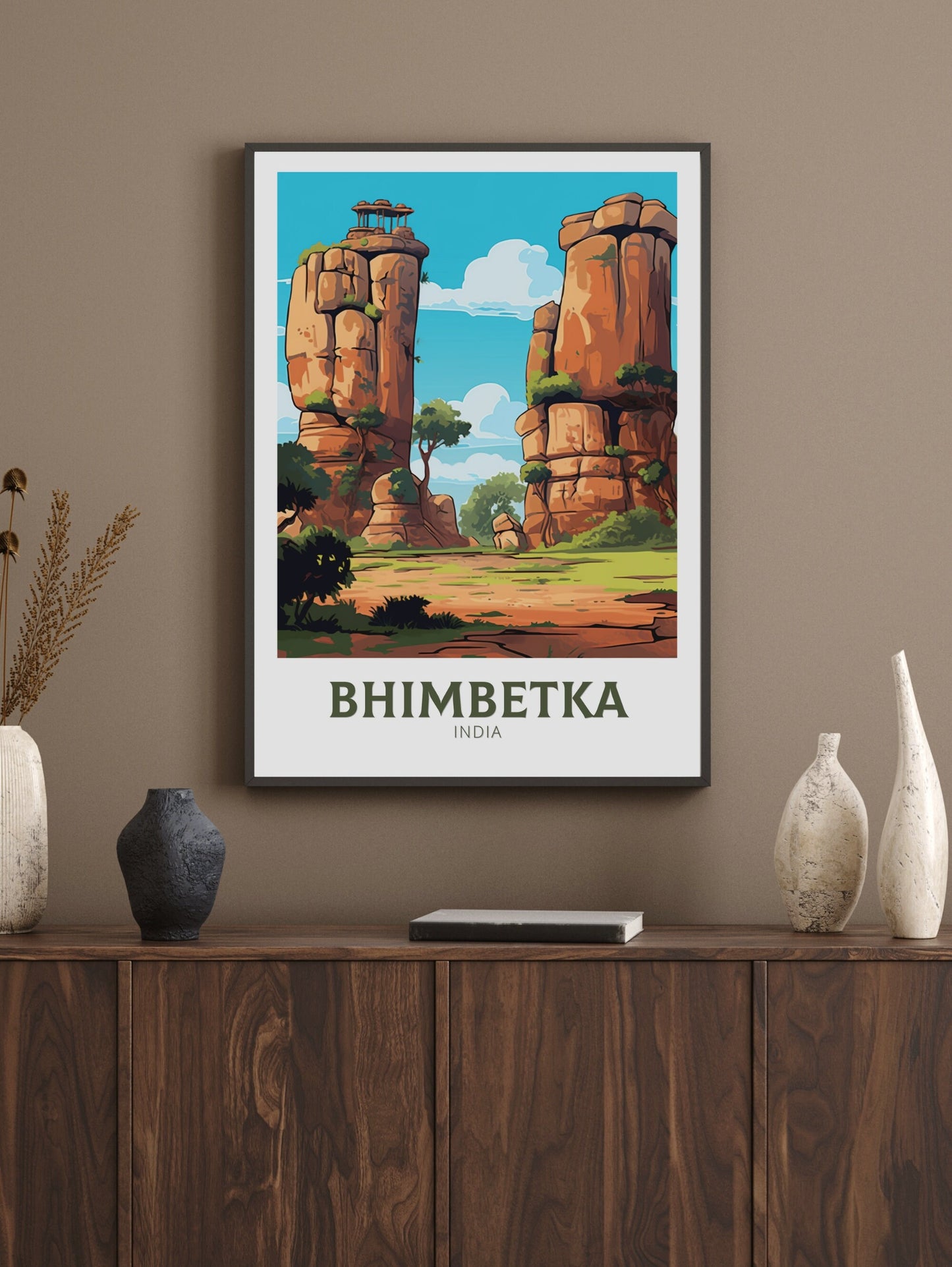 Bhimbetka Travel Print | Bhimbetka Illustration | Bhimbetka Wall Art | India Print | Bhimbetka Print | Bhimbetka India Painting | ID 524