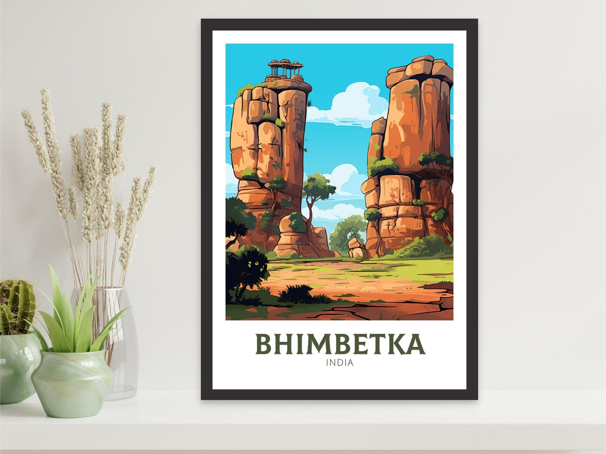 Bhimbetka Travel Print | Bhimbetka Illustration | Bhimbetka Wall Art | India Print | Bhimbetka Print | Bhimbetka India Painting | ID 524