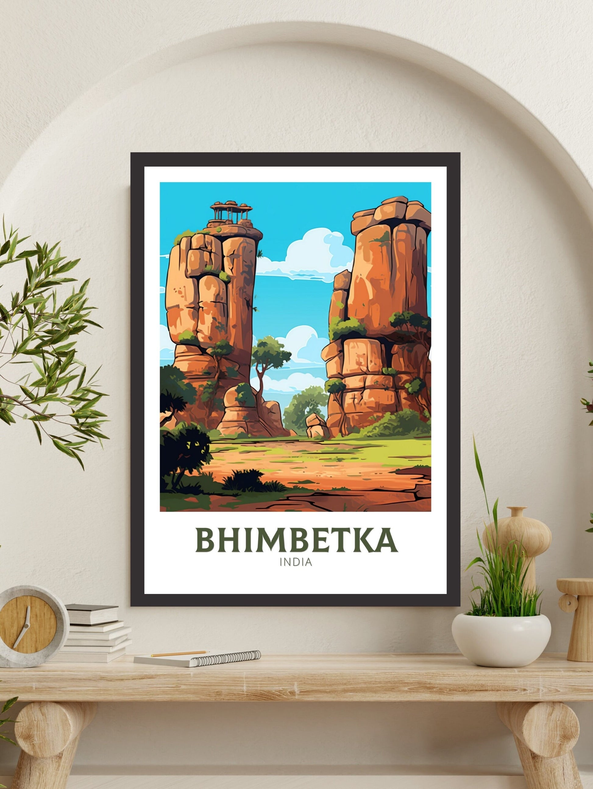 Bhimbetka Travel Print | Bhimbetka Illustration | Bhimbetka Wall Art | India Print | Bhimbetka Print | Bhimbetka India Painting | ID 524