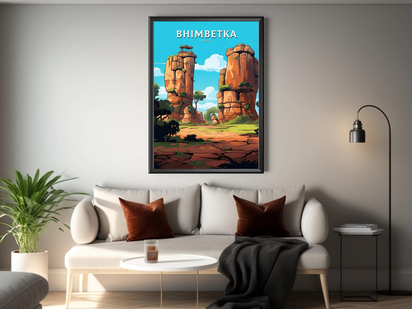 Bhimbetka Travel Poster | Bhimbetka Illustration | Bhimbetka Wall Art | India Poster | Bhimbetka Poster | Bhimbetka India Painting | ID 524