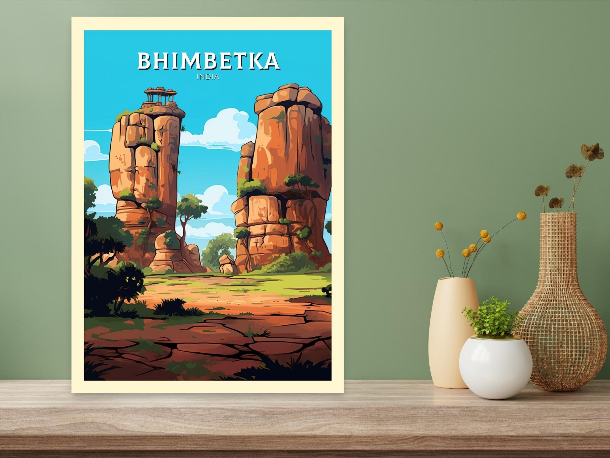 Bhimbetka Travel Poster | Bhimbetka Illustration | Bhimbetka Wall Art | India Poster | Bhimbetka Poster | Bhimbetka India Painting | ID 524