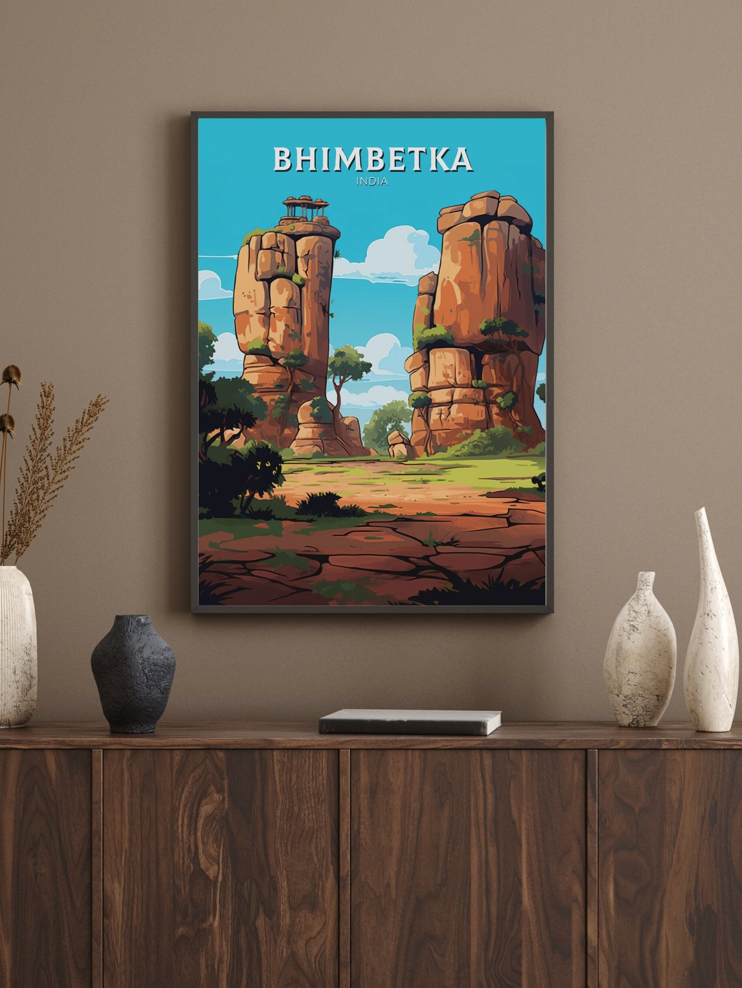 Bhimbetka Travel Poster | Bhimbetka Illustration | Bhimbetka Wall Art | India Poster | Bhimbetka Poster | Bhimbetka India Painting | ID 524