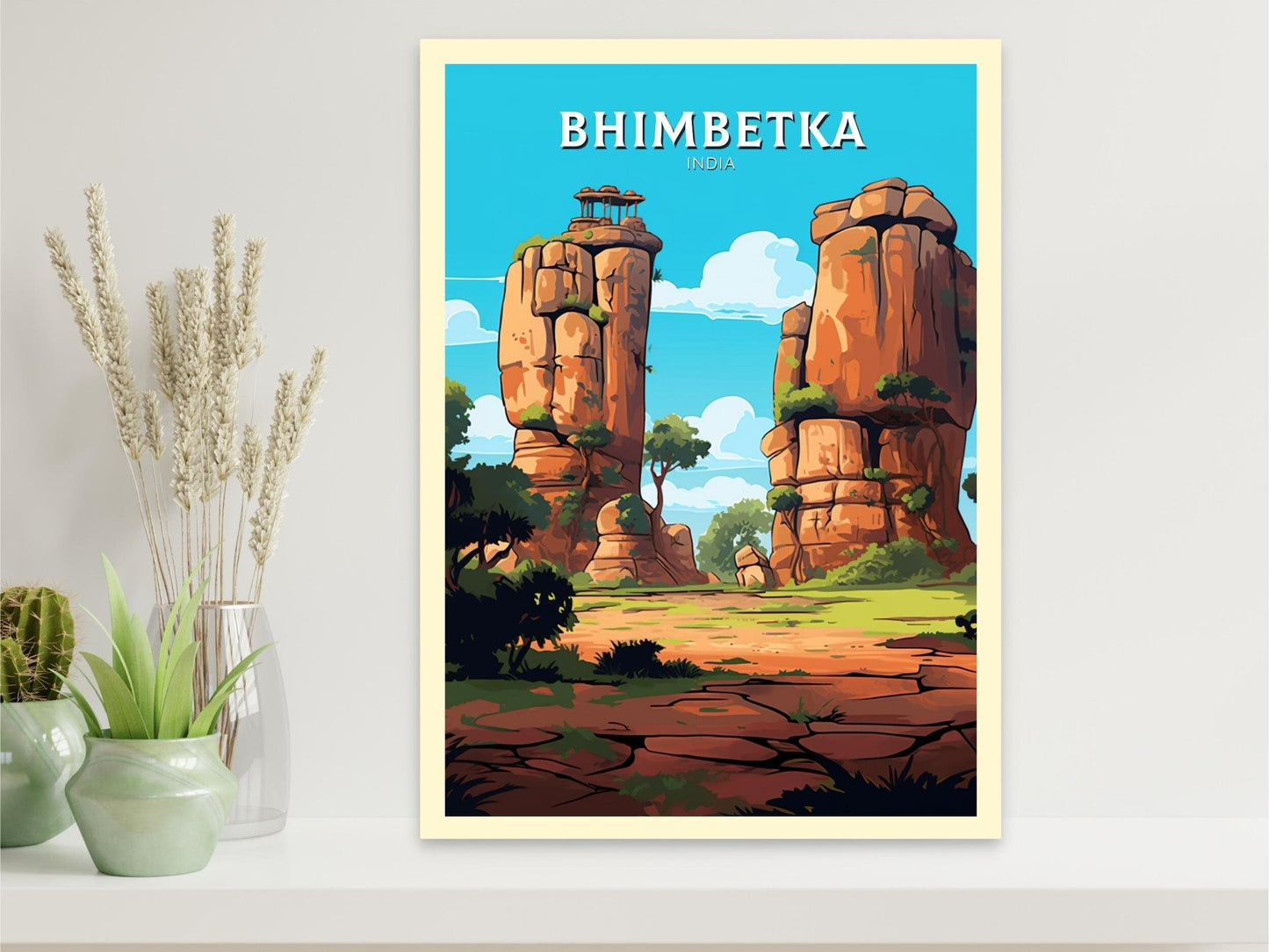 Bhimbetka Travel Poster | Bhimbetka Illustration | Bhimbetka Wall Art | India Poster | Bhimbetka Poster | Bhimbetka India Painting | ID 524