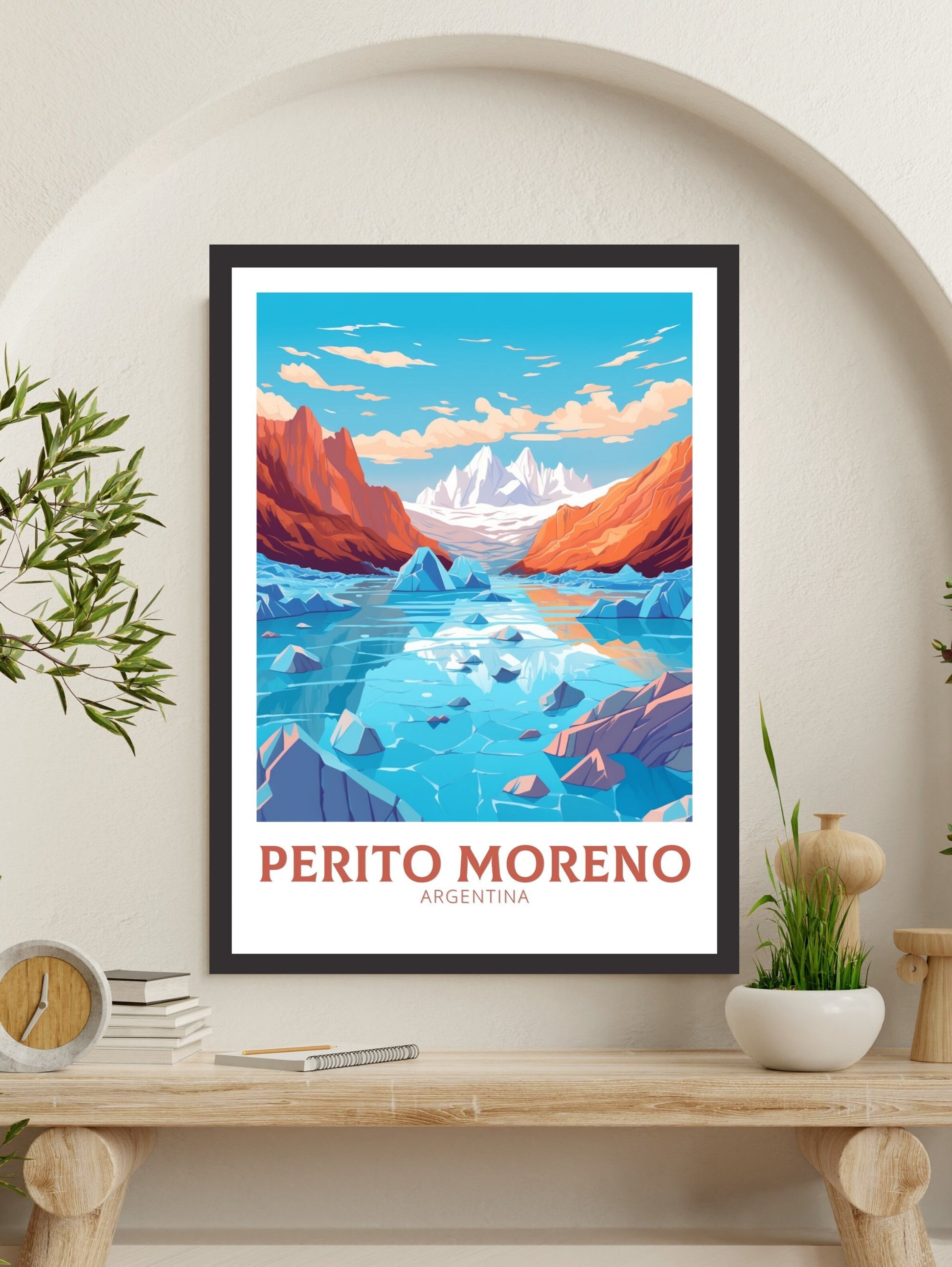 Perito Moreno Print | Perito Moreno Wall Art | Perito Moreno Travel Poster | Travel Gift | Argentina Travel Print | Home Decor ID 526