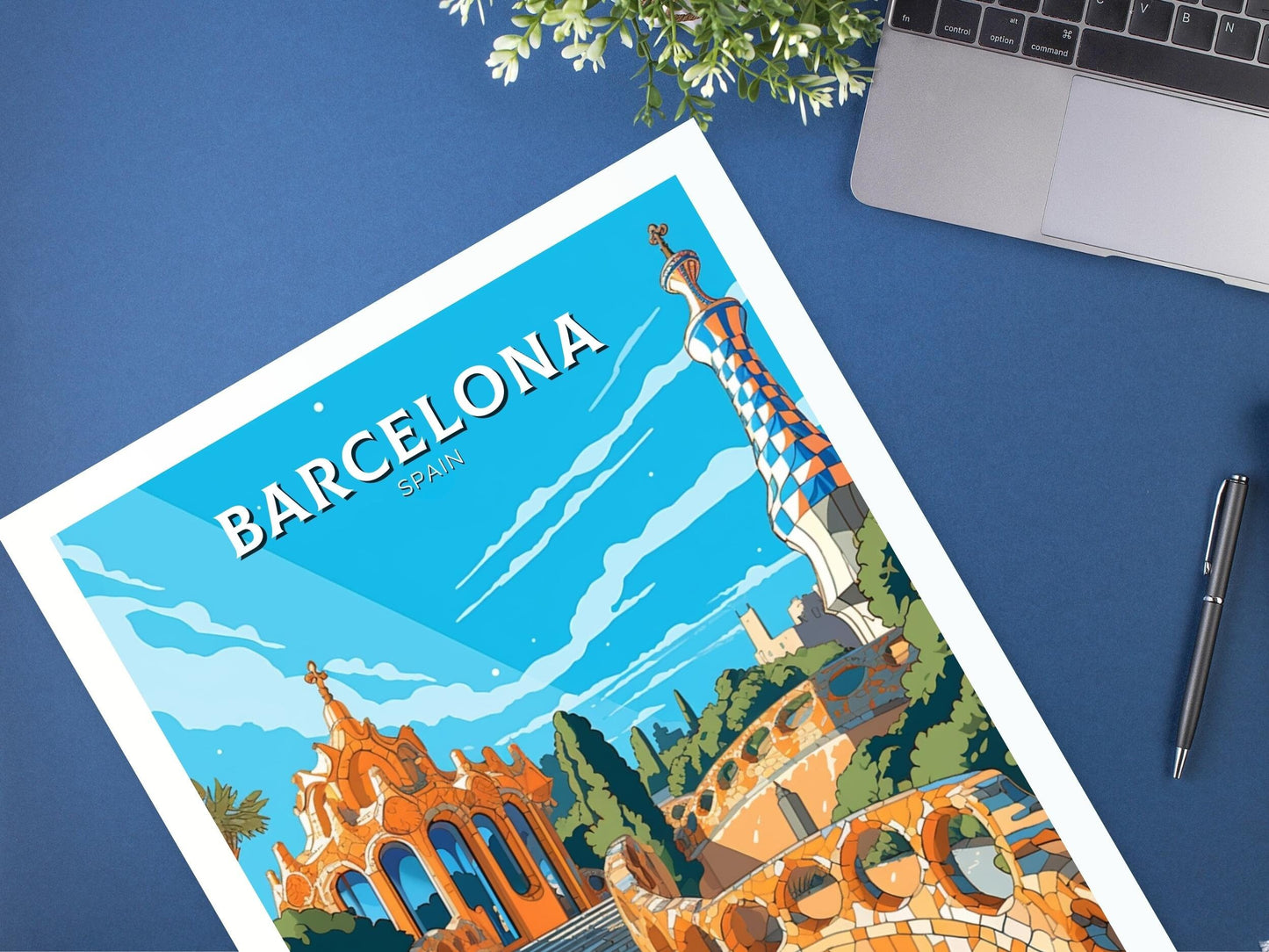 Barcelona Poster | Barcelona Travel Print | Gaudi's Park Poster | Barcelona Wall Art | Spain Print | Barcelona Print| Gaudi's Park | ID 519