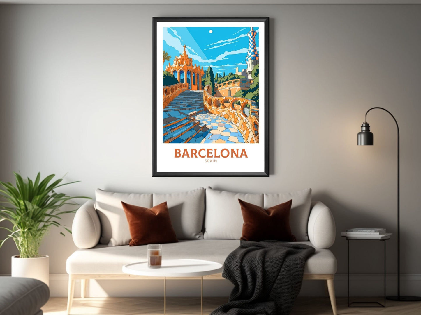 Barcelona Print | Barcelona Travel Poster | Gaudi's Park Print | Barcelona Wall Art | Spain Poster | Barcelona Poster| Gaudi's Park | ID 520