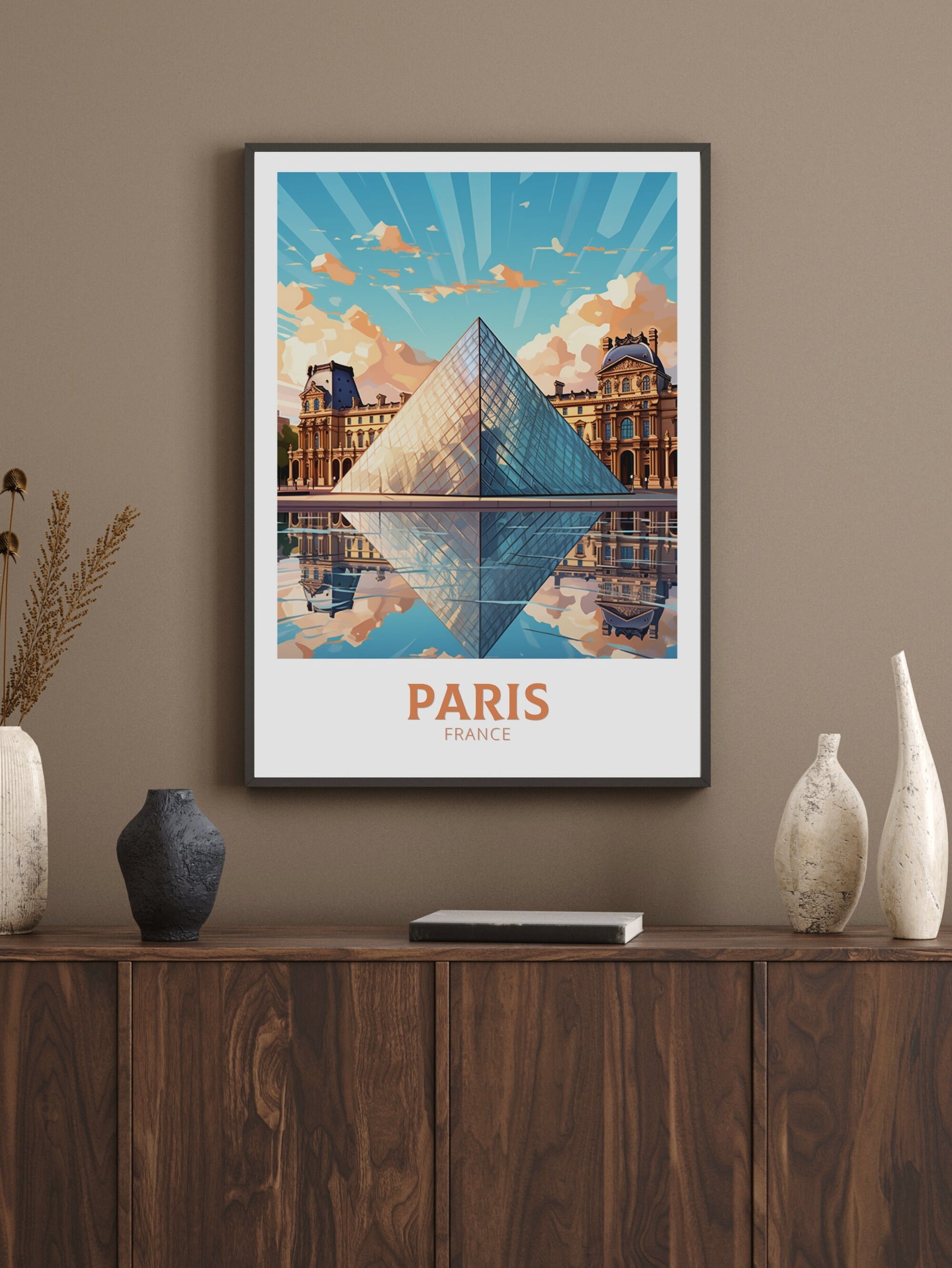 Paris The Louvre Poster | Paris Travel Print | The Louvre Museum Illustration | Paris Wall Art | France Print | Paris France Painting ID 375