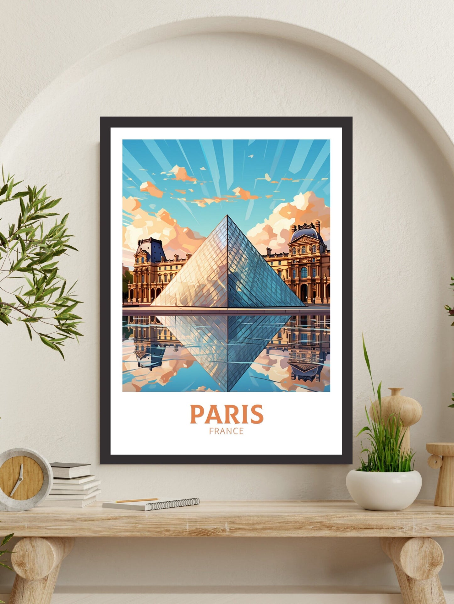 Paris The Louvre Poster | Paris Travel Print | The Louvre Museum Illustration | Paris Wall Art | France Print | Paris France Painting ID 375