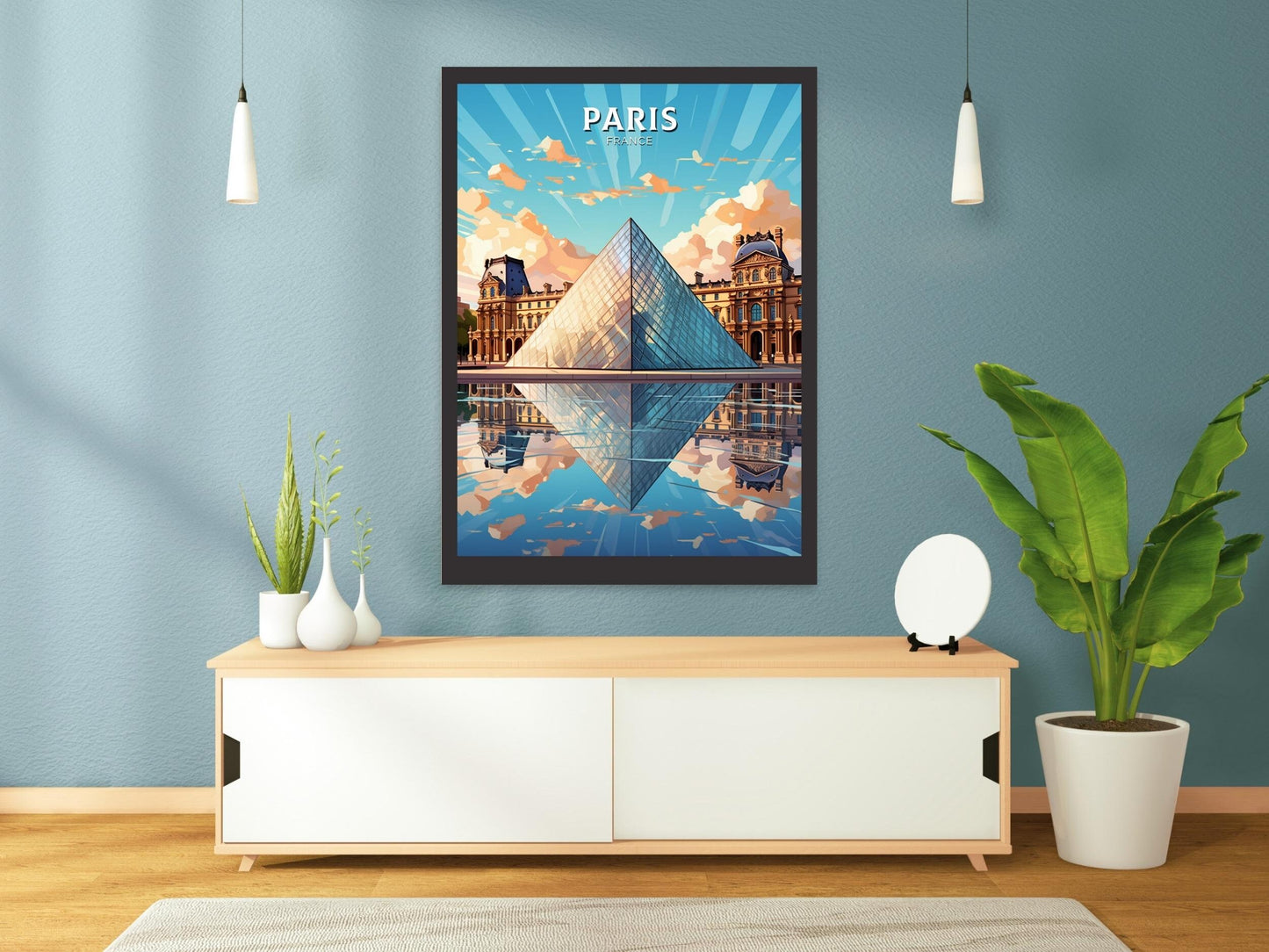 Paris Travel Print | The Louvre Museum Illustration | Paris Wall Art | France Print | Paris Poster | Paris France Louvre Painting | ID 374