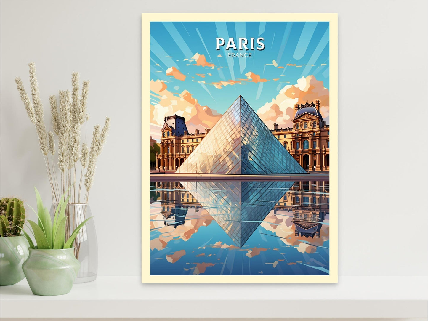 Paris Travel Print | The Louvre Museum Illustration | Paris Wall Art | France Print | Paris Poster | Paris France Louvre Painting | ID 374