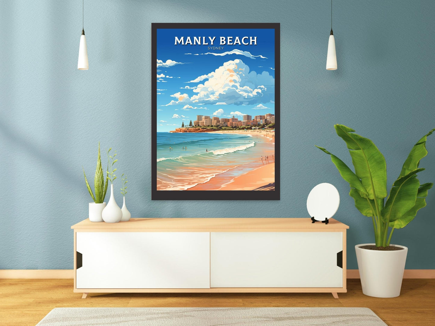 Manly Beach Print | Manly Beach Illustration | Sydney Print | Australia Print | Wall Art | Australia Poster | Manly Beach Poster | ID 529