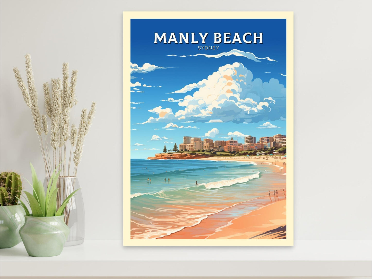 Manly Beach Print | Manly Beach Illustration | Sydney Print | Australia Print | Wall Art | Australia Poster | Manly Beach Poster | ID 529