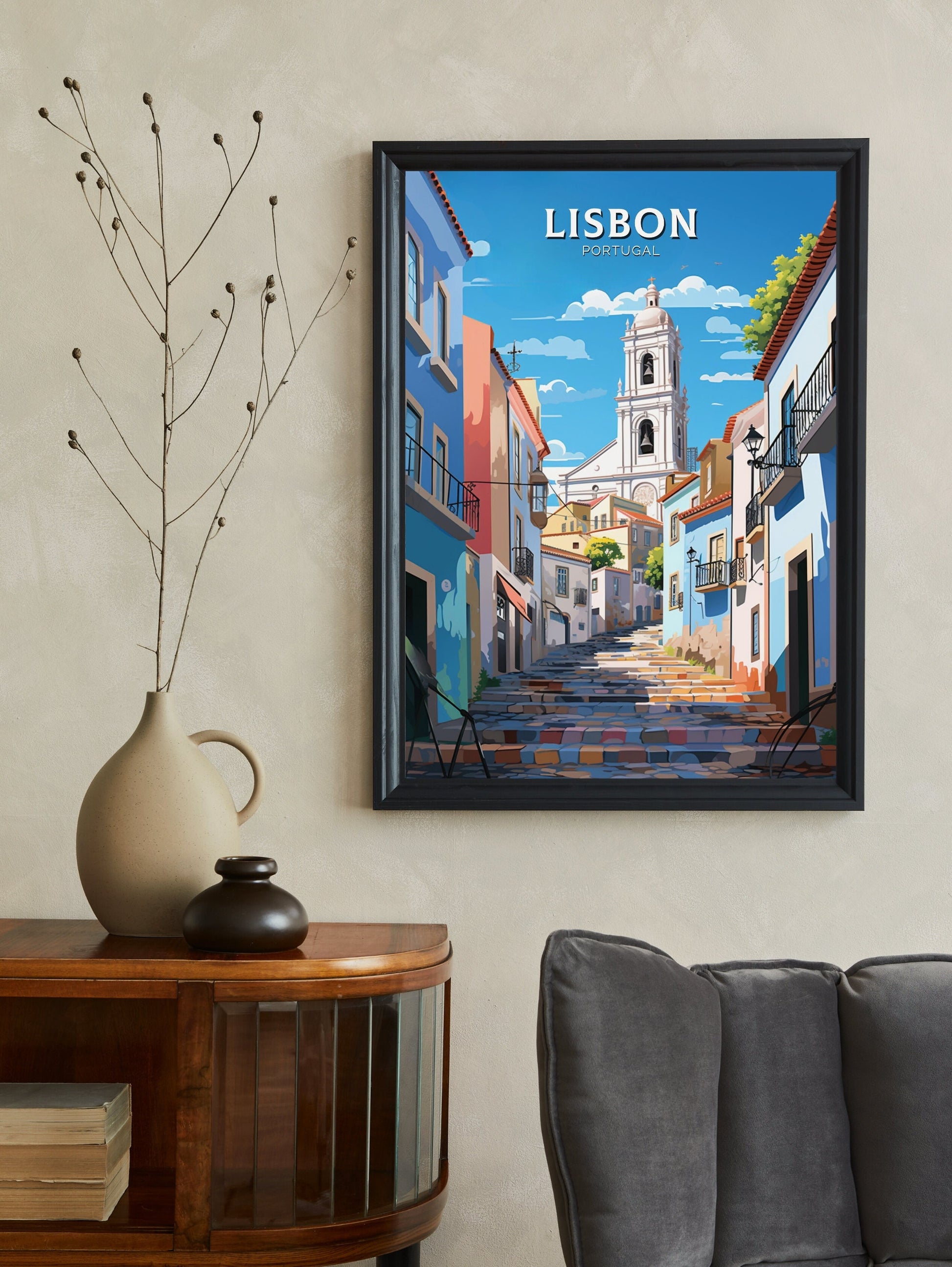 Lisbon Travel Poster | Lisbon Travel Print | Lisbon Illustration | Lisbon Wall Art | Portugal Poster | Lisbon Painting | ID 532