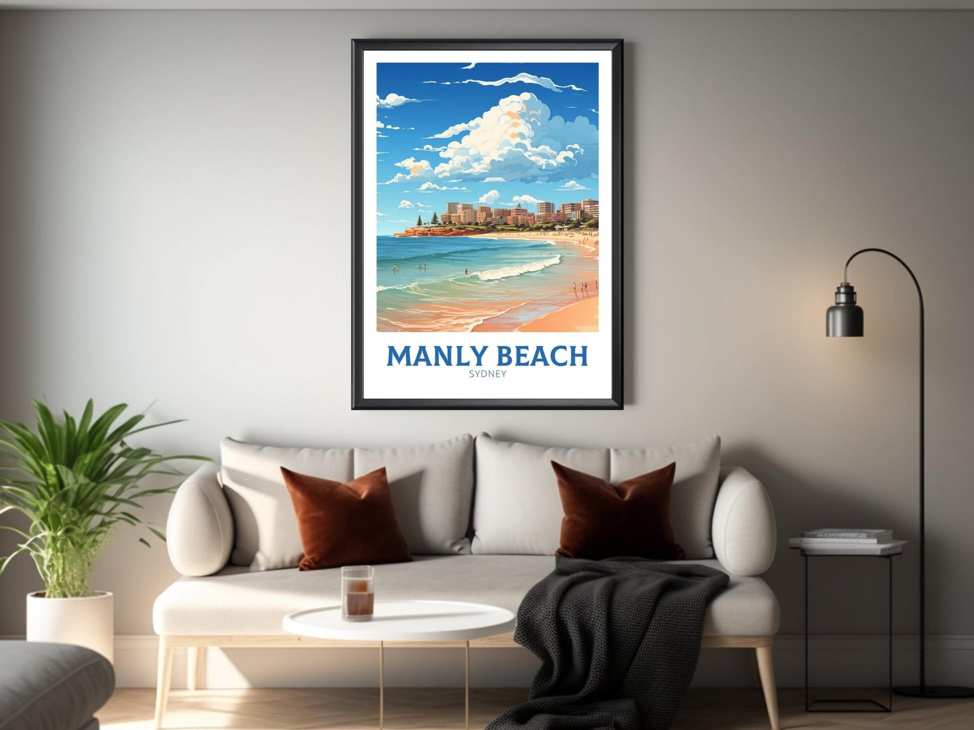 Manly Beach Poster | Manly Beach Print | Manly Beach Illustration | Sydney Print | Australia Print | Wall Art | Australia Poster | ID 530