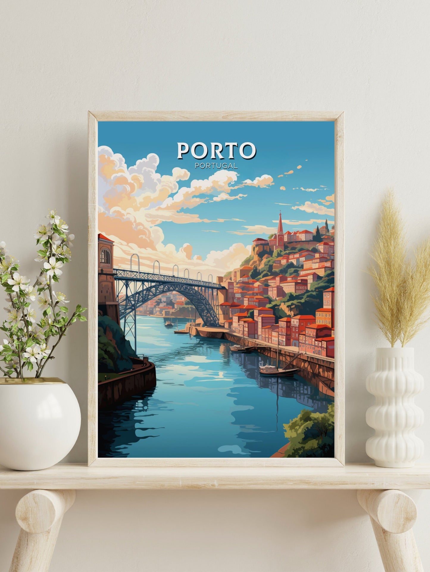 Porto Poster | Porto Travel Print | Porto Illustration | Porto Wall Art | Porto Print | Portugal Print | Vintage Poster | Travel gift ID 538