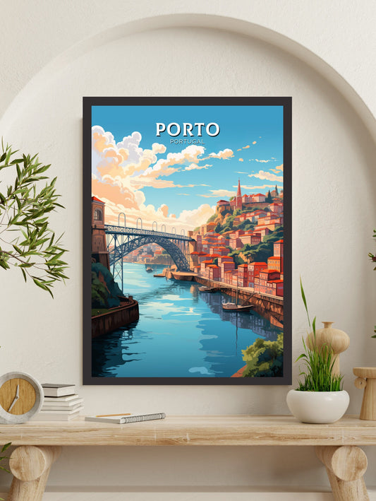 Porto Poster | Porto Travel Print | Porto Illustration | Porto Wall Art | Porto Print | Portugal Print | Vintage Poster | Travel gift ID 538