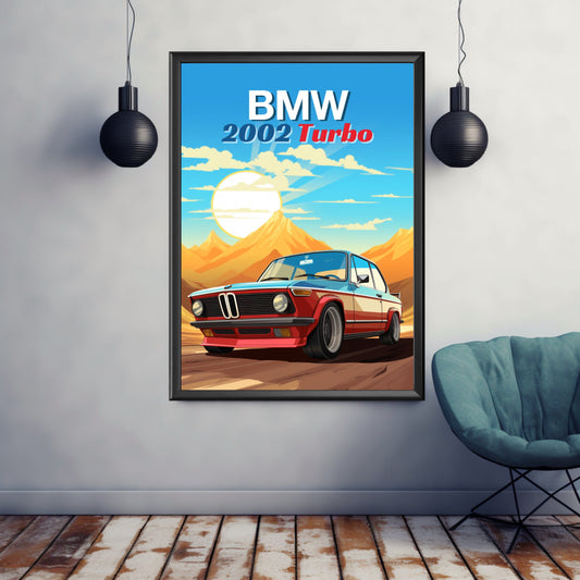 BMW 2002 Turbo Poster, BMW 2002 Turbo Print, 1970s Car, Vintage Car Print, Car Print, Car Poster, Car Art, Classic Car Print