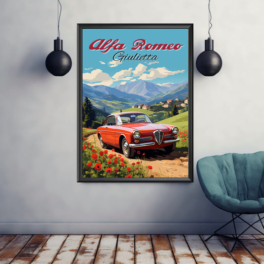 Alfa Romeo Giulietta Poster, 1960s Car Print, Alfa Romeo Giulietta Print, Car Art, Car Print, Car Poster,Classic Car Print,Vintage Car Print