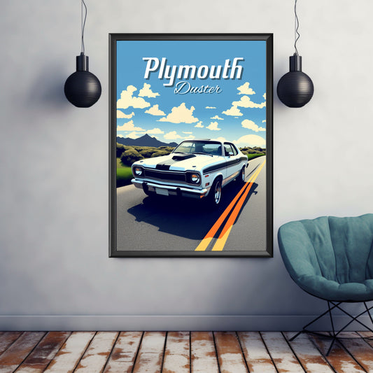 Plymouth Duster Poster, Plymouth Duster Print, 1970s, Car Art, Muscle Car Print, Classic Car, Car Print, Car Poster, American Car Print