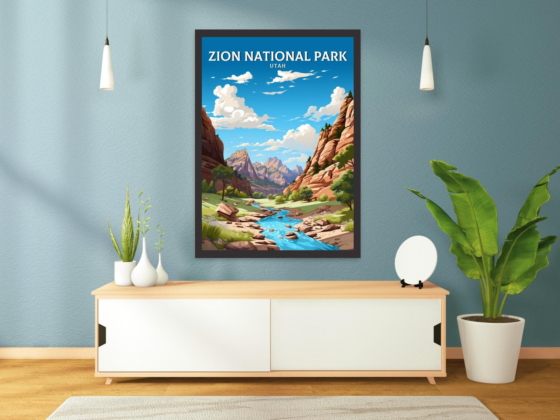 Zion National Park Utah Travel Print | Zion National Park Illustration | Zion Park Wall Art | Utah Print | Zion National Park | ID 023