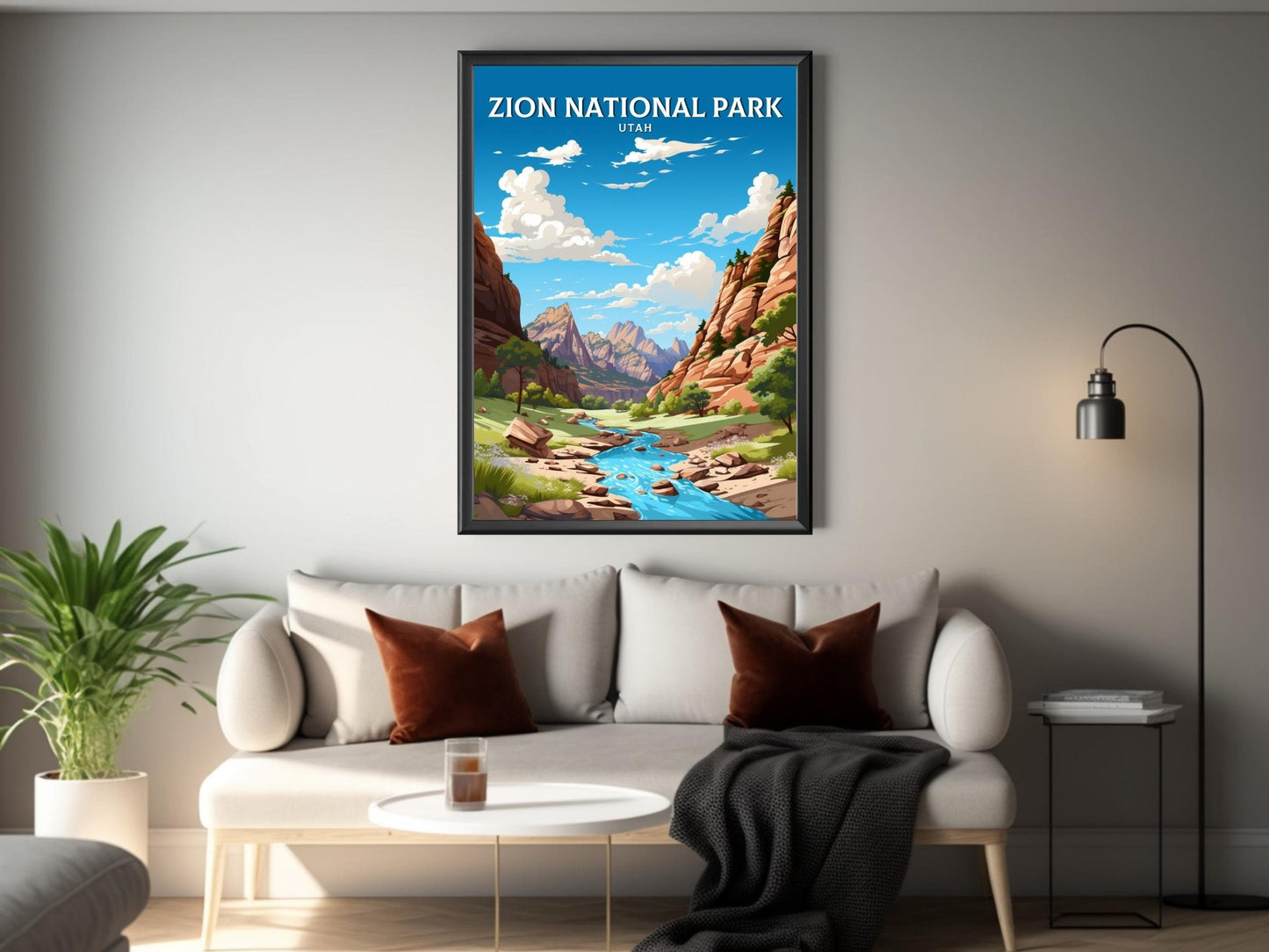 Zion National Park Utah Travel Print | Zion National Park Illustration | Zion Park Wall Art | Utah Print | Zion National Park | ID 023