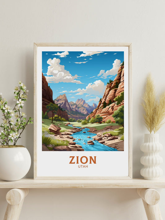 Zion National Park Poster | Zion National Park Illustration | Zion Park Wall Art | Utah Print | Zion National Park Print | ID 539
