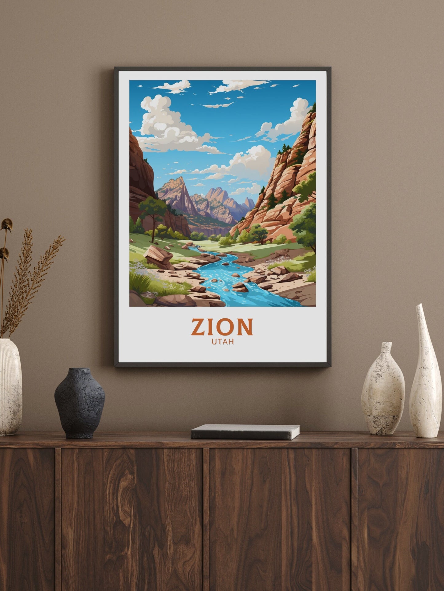 Zion National Park Poster | Zion National Park Illustration | Zion Park Wall Art | Utah Print | Zion National Park Print | ID 539