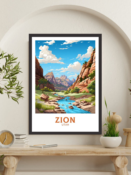Zion National Park Poster | Zion National Park Illustration | Zion Park Wall Art | Utah Print | Zion National Park Print | ID 539