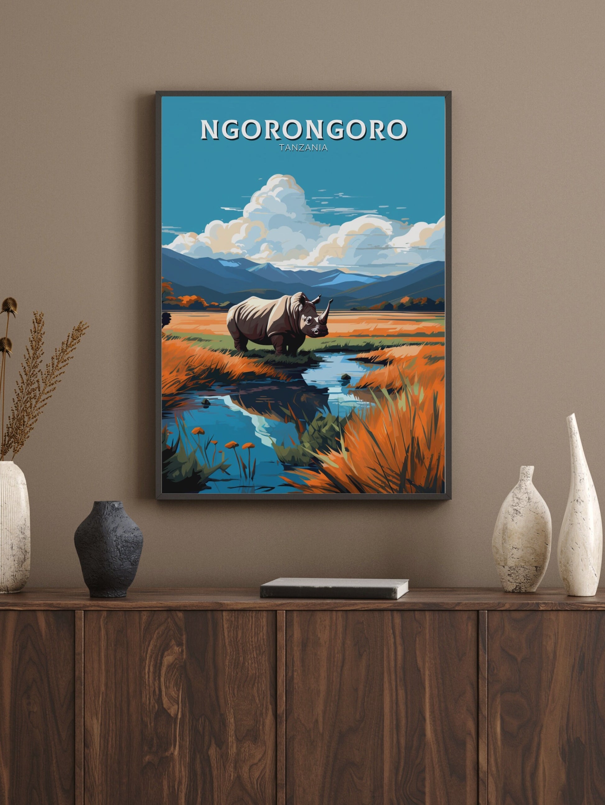 Ngorongoro Travel Print | Tanzania Wall Art | Tanzania Poster | Africa Poster | Ngorongoro Travel Poster | Ngorongoro Art | ID 540