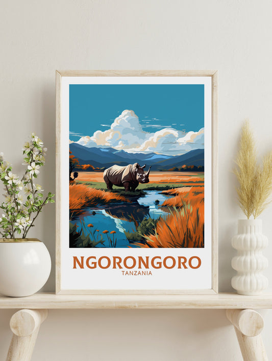Ngorongoro Poster | Tanzania Wall Art | Tanzania Poster | Africa Poster | Ngorongoro Travel Print | Ngorongoro Art | ID 541