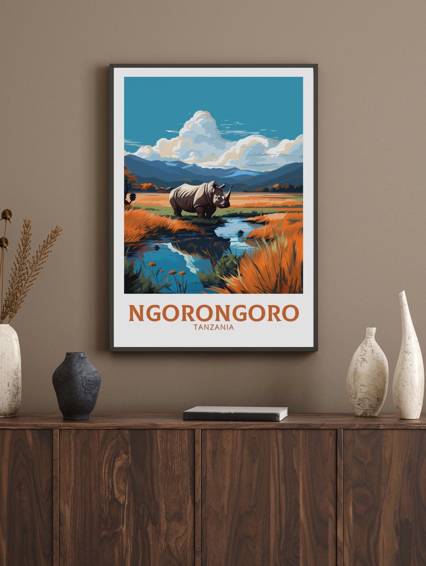 Ngorongoro Poster | Tanzania Wall Art | Tanzania Poster | Africa Poster | Ngorongoro Travel Print | Ngorongoro Art | ID 541