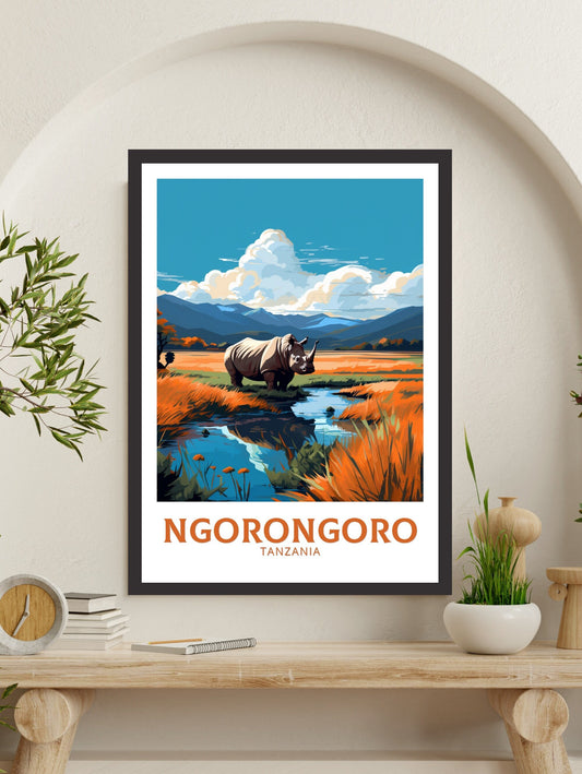 Ngorongoro Poster | Tanzania Wall Art | Tanzania Poster | Africa Poster | Ngorongoro Travel Print | Ngorongoro Art | ID 541