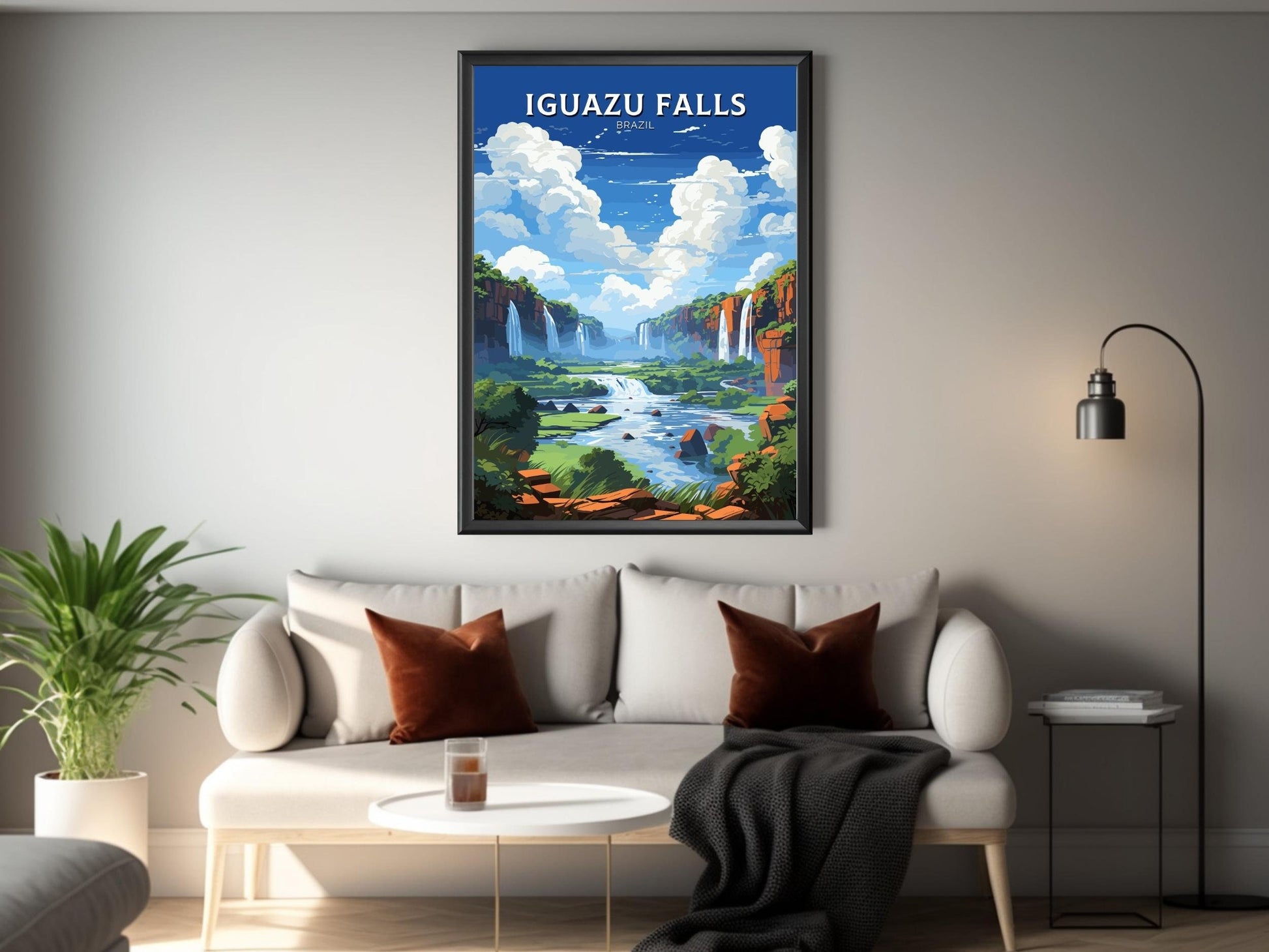 Iguazu Falls Travel Print | Iguazu Falls Illustration | Iguazu Falls Wall Art | Iguazu Falls Print | Iguazu Falls Print Painting | ID 039