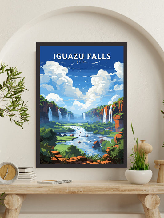 Iguazu Falls Travel Print | Iguazu Falls Illustration | Iguazu Falls Wall Art | Iguazu Falls Print | Iguazu Falls Print Painting | ID 039