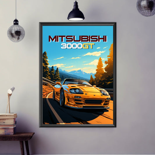 Mitsubishi 3000GT Print, 1990s Car Print, Mitsubishi 3000GT Poster, Car Print, Car Poster, Car Art, Sports Car Print, Japanese Car Print