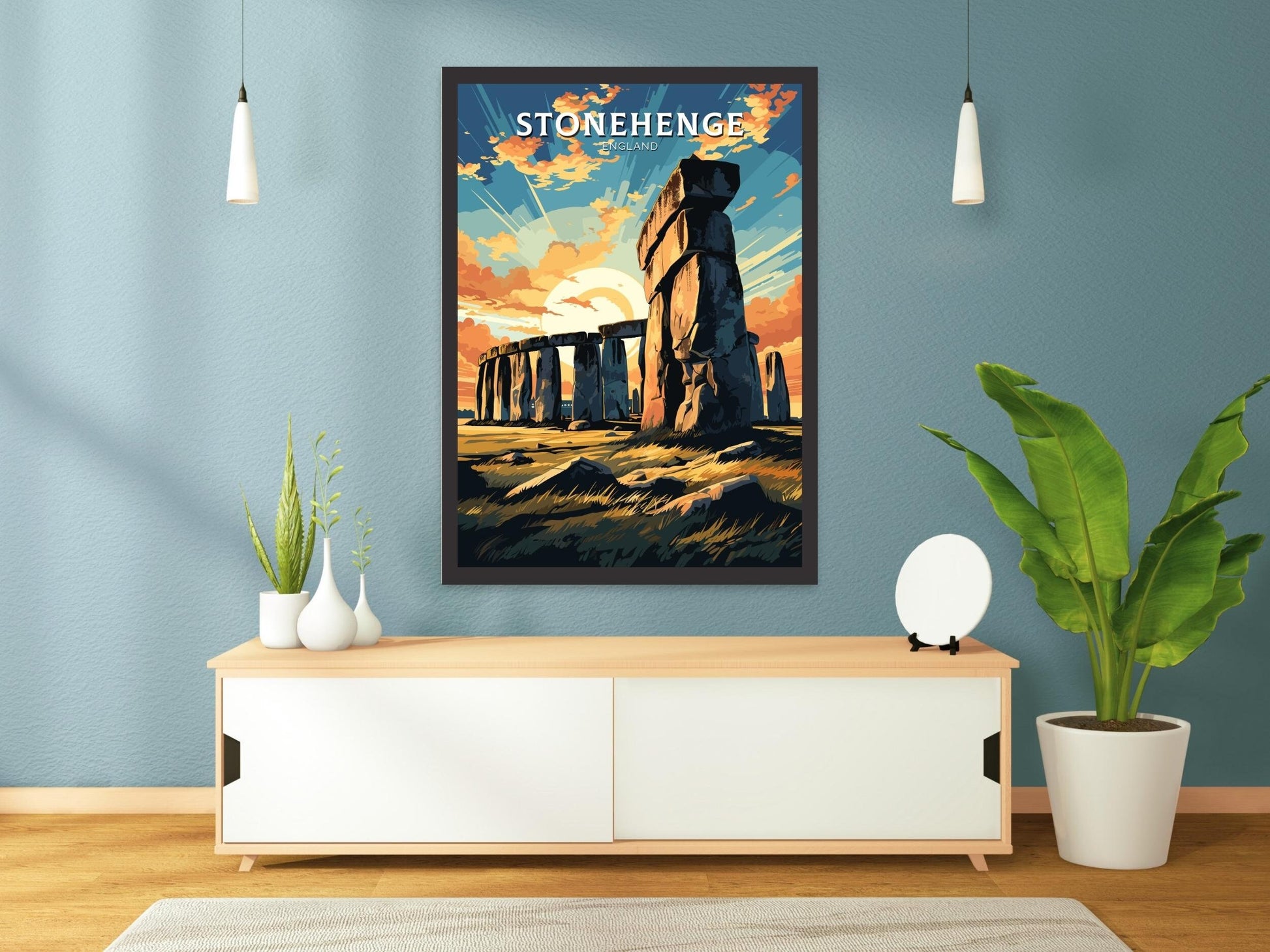 Stonehenge Travel Print | Stonehenge Illustration | Stonehenge Wall Art | Stonehenge Print | UK Home Decor | Stonehenge Poster | ID 009